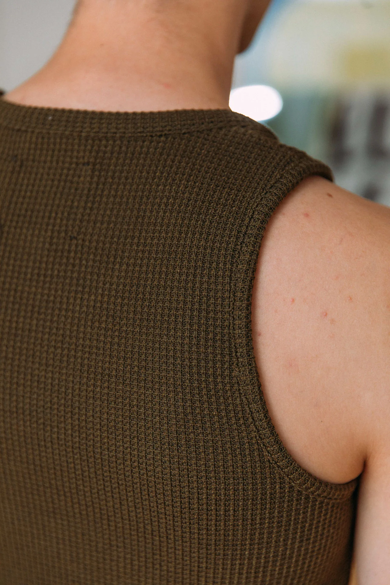 Andersen Waffle Tank, Khaki - Image 11