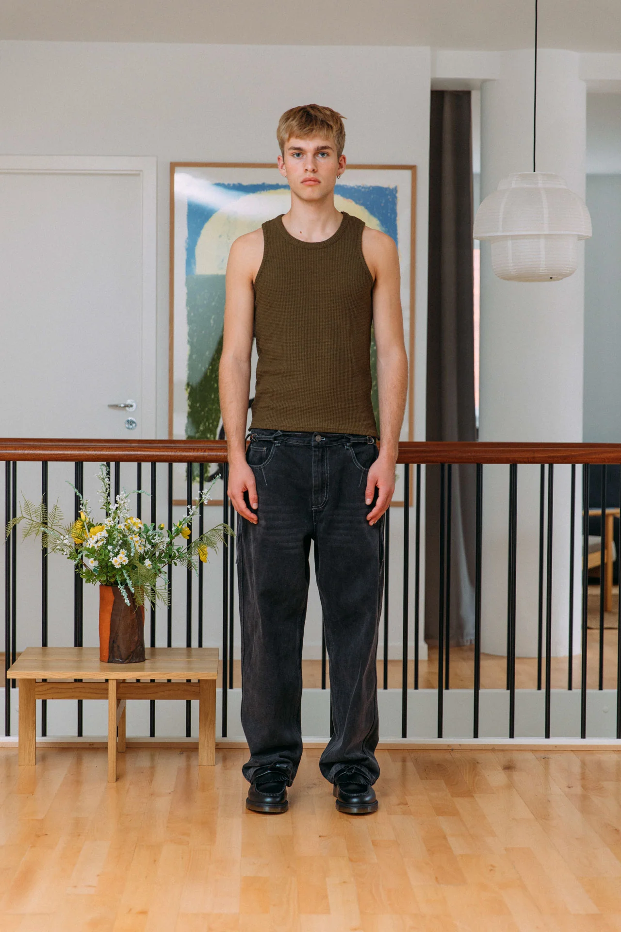 Andersen Waffle Tank, Khaki - Image 5