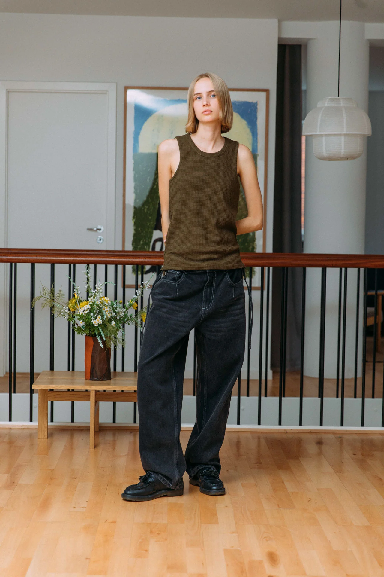 Andersen Waffle Tank, Khaki - Image 9