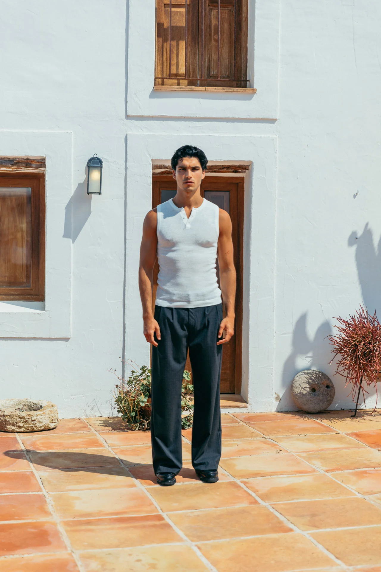 Ivan Fitted Knit Tank, White - Image 3