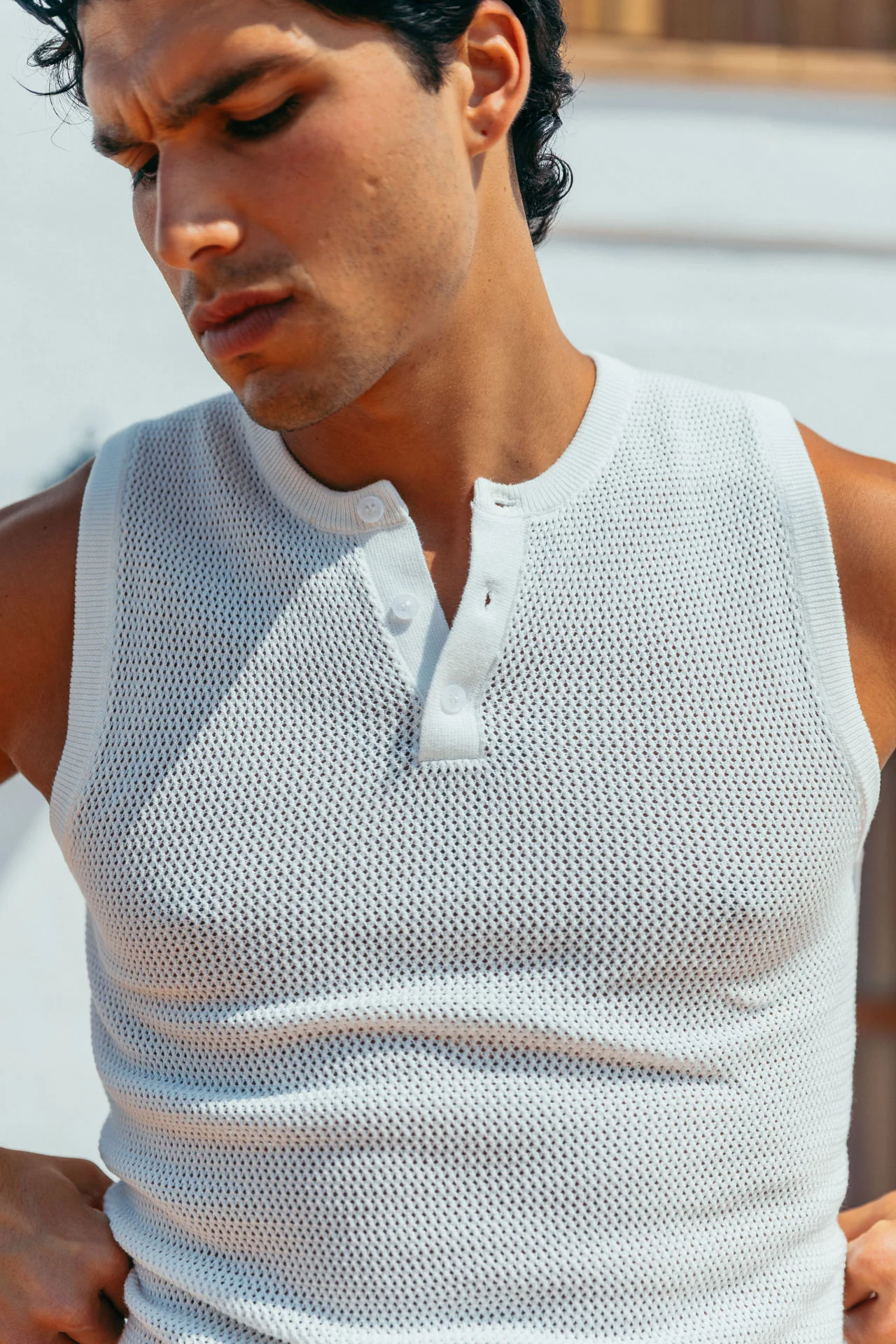Ivan Fitted Knit Tank, White - Image 6