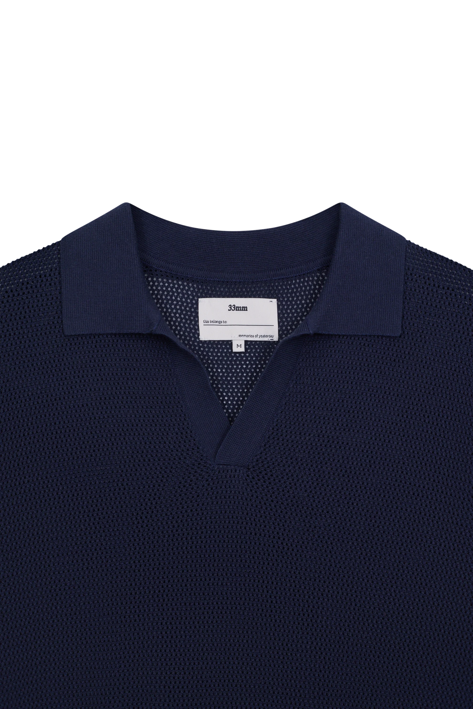 James Open Knit Polo, Navy - Image 11