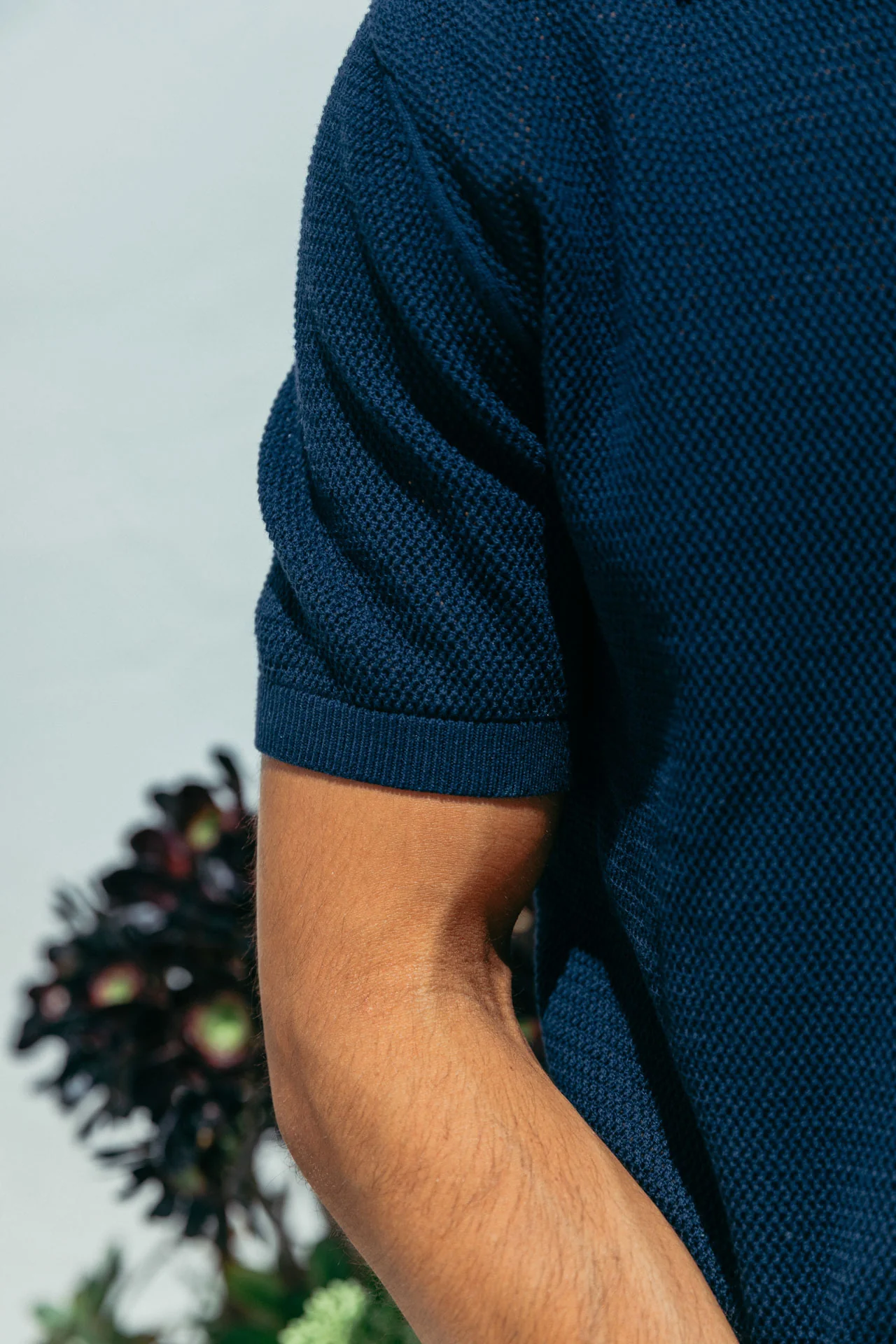 James Open Knit Polo, Navy - Image 8