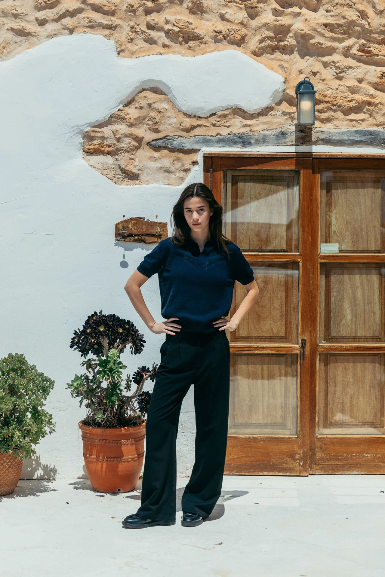 James Open Knit Polo, Navy - Image 9