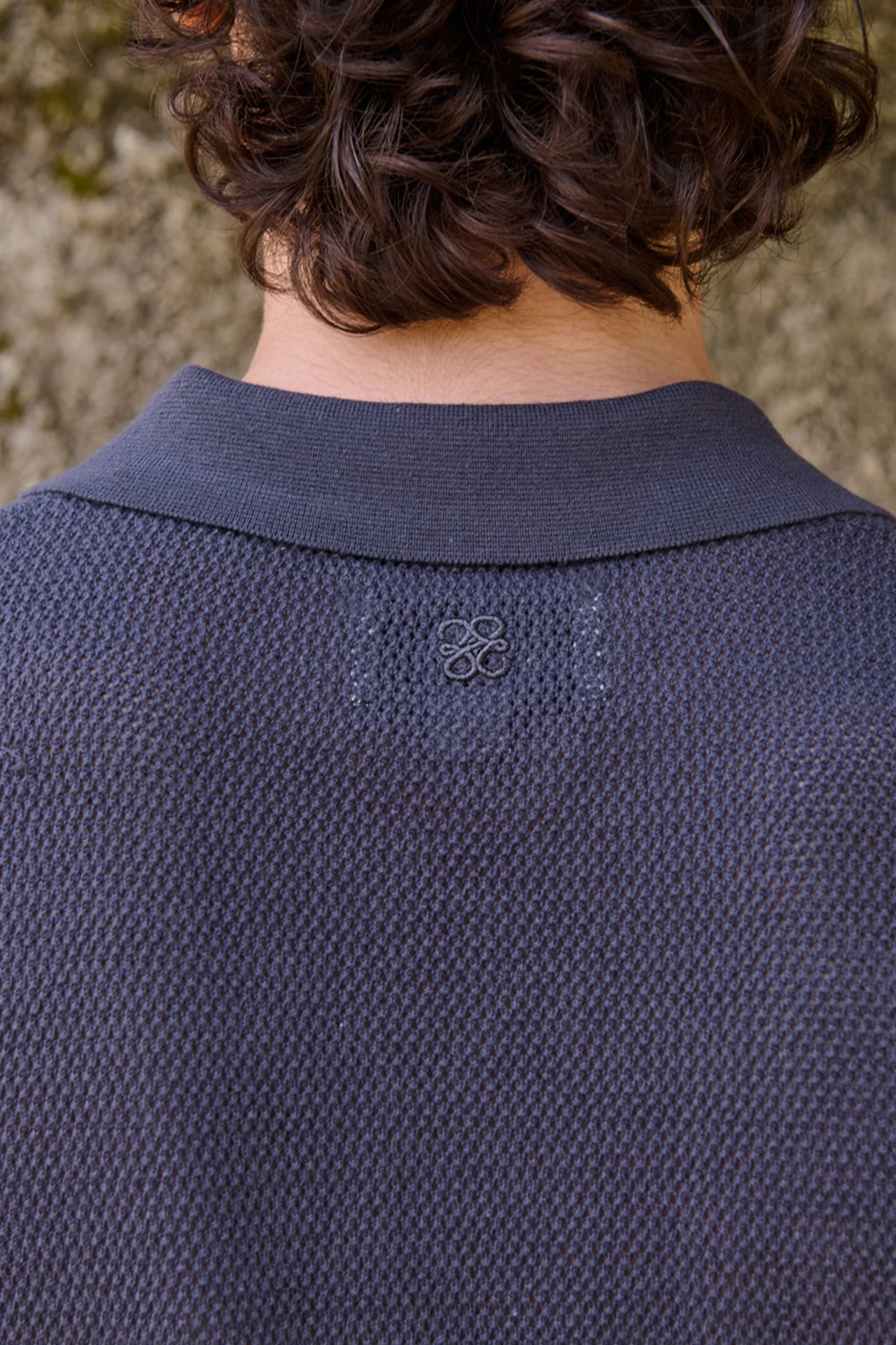James Open Knit Polo, Grey - Image 4