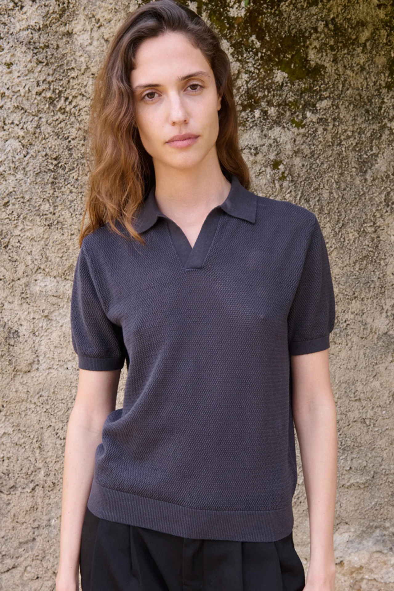 James Open Knit Polo, Grey - Image 8