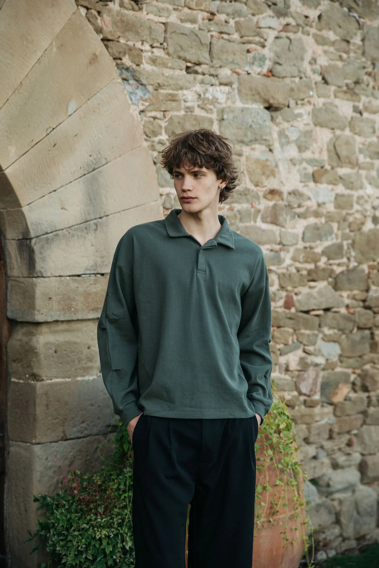 Mateo Cotton Polo, Khaki - Image 4