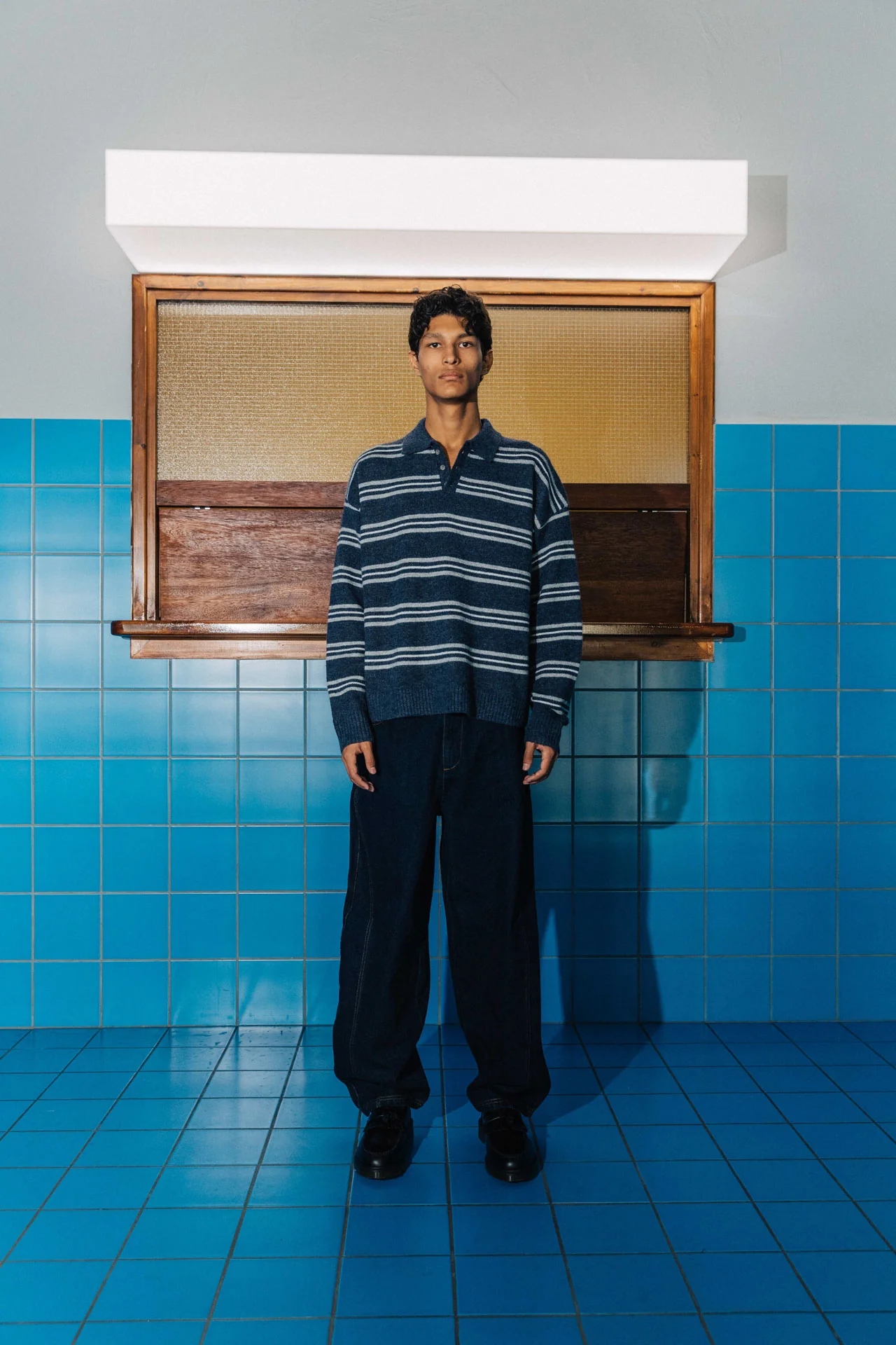 Myles Polo Knit, Navy - Image 3