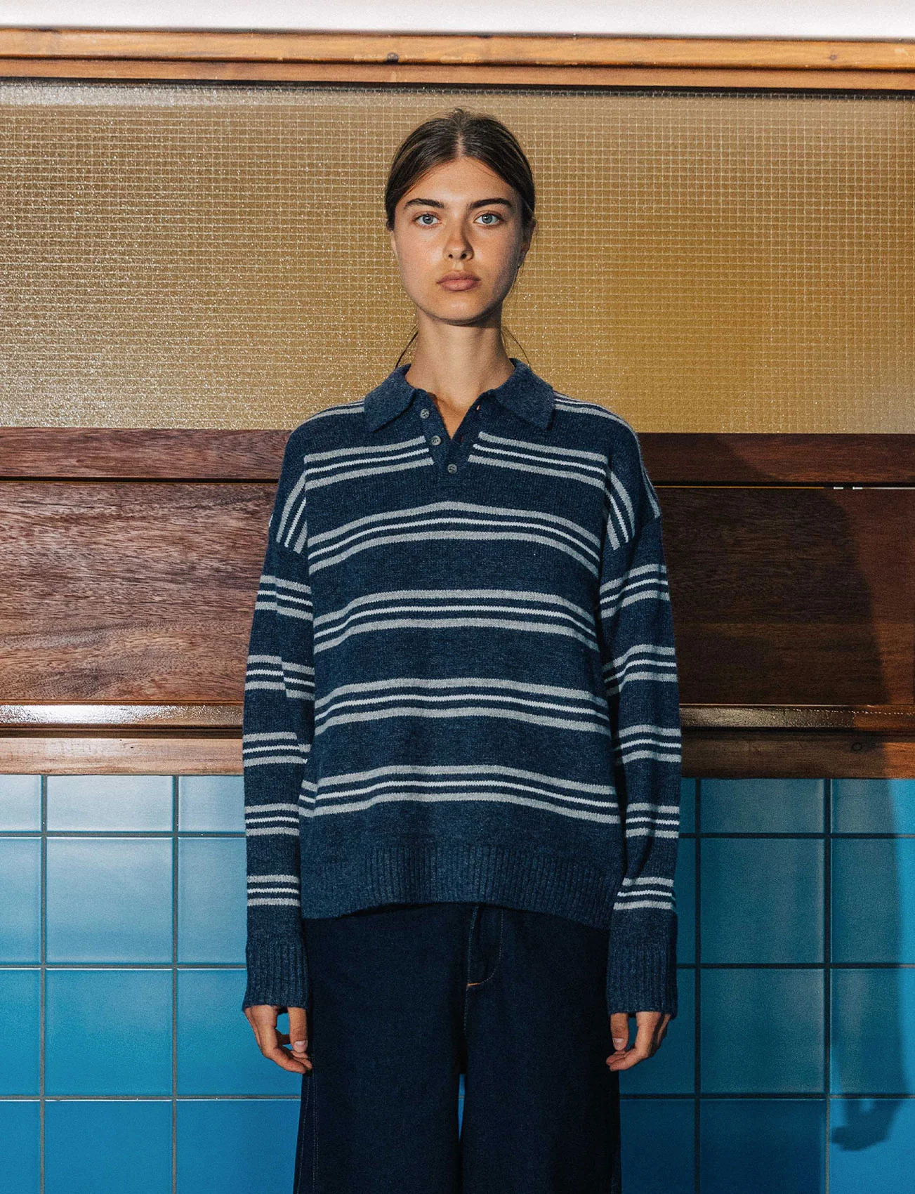 Myles Polo Knit, Navy - Image 6