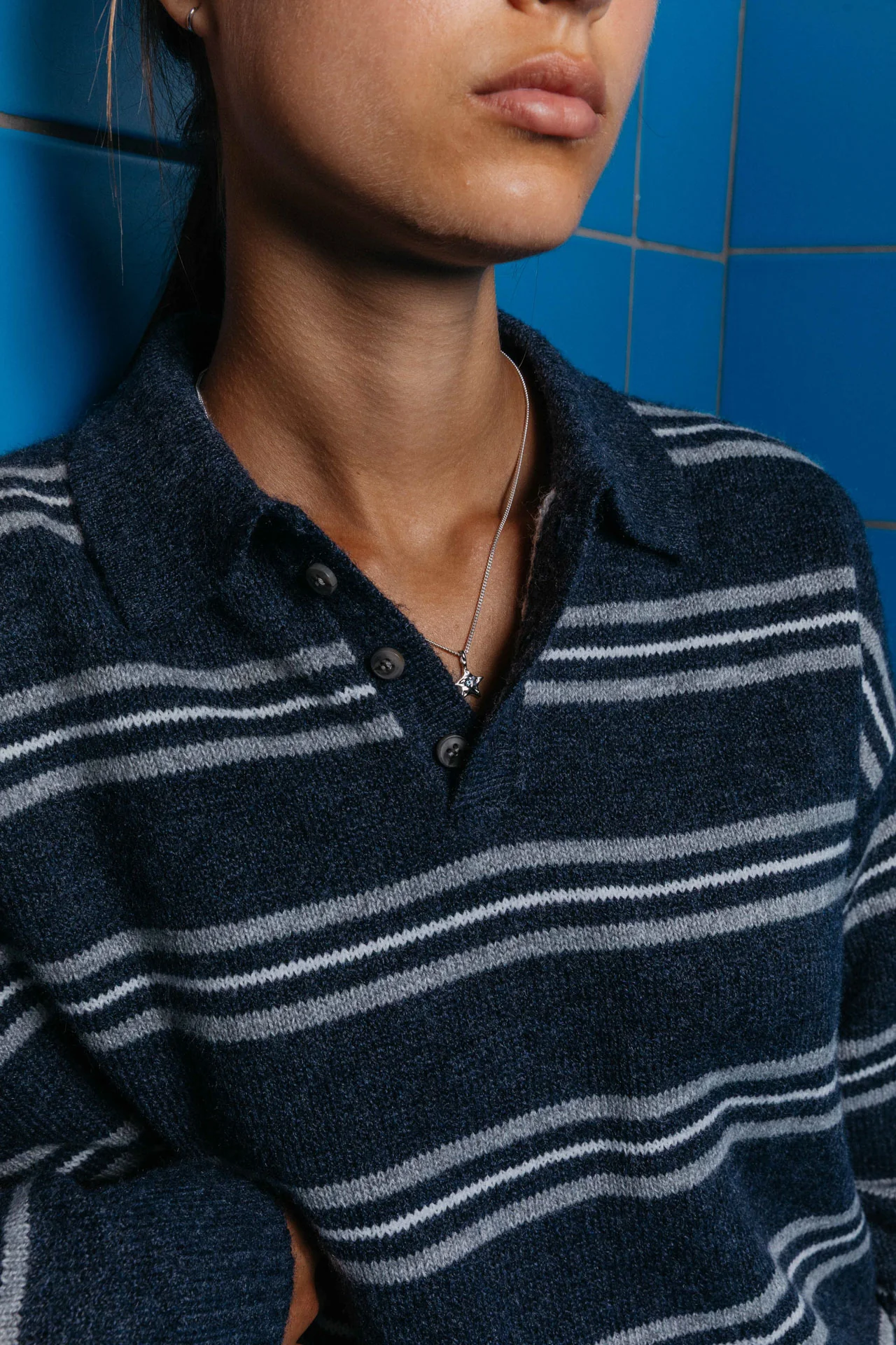 Myles Polo Knit, Navy - Image 7