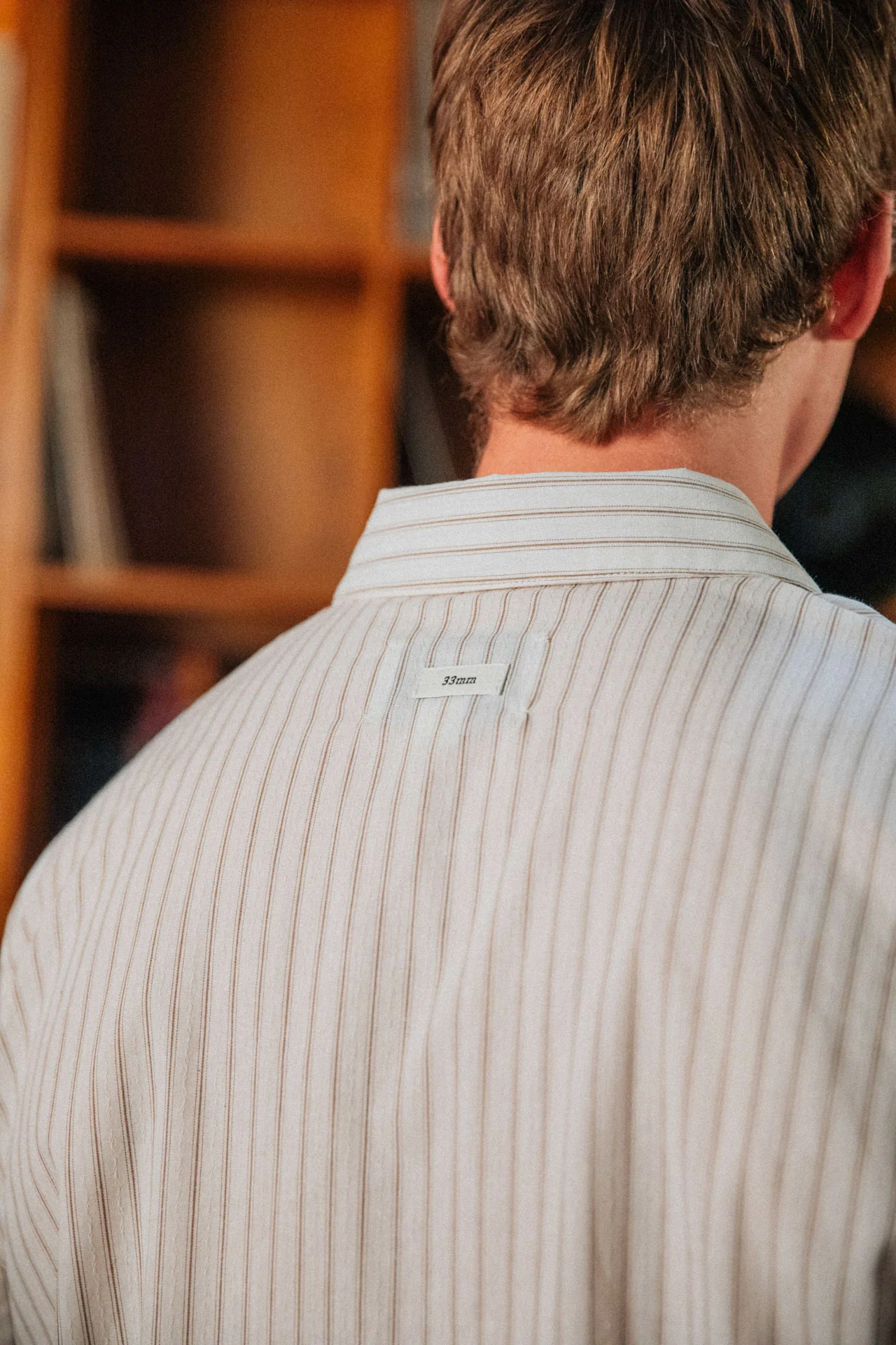 Nika Cotton Shirt, Beige Stripe - Image 6